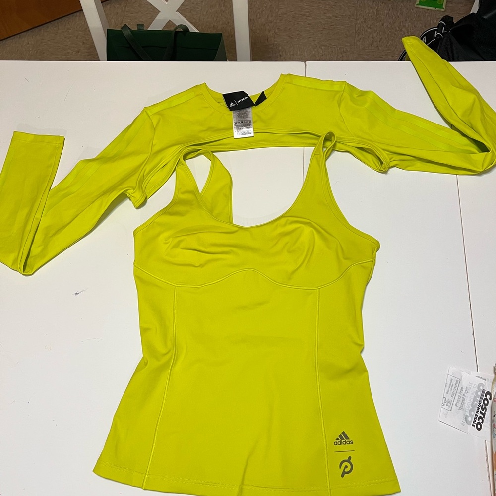 Yellow green neon adidas peloton ivy park legging sport bra set large